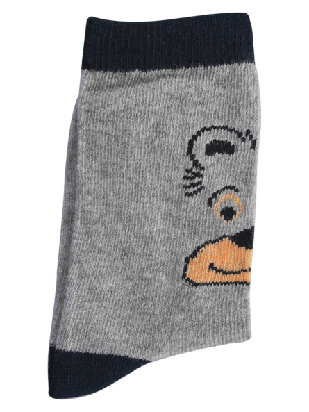 0-2 yrs Baby Designer Animal Print Cotton Socks (Pack of 3) - Grey, Purple, Blue - Image 3