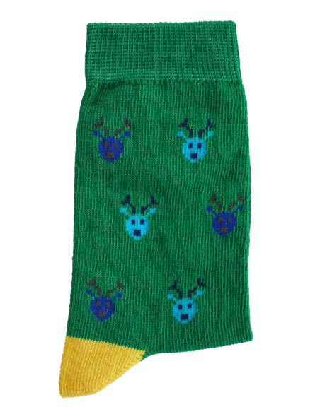 6-9 yrs Kids Designer Motif Print Cotton Socks (Pack of 3) - Green, Black, Red - Image 3