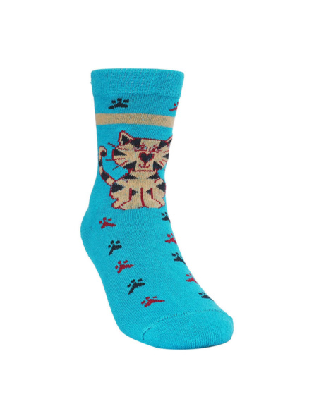 3-5 yrs Baby Designer Animal Print Cotton Socks (Pack of 3) - Black, Blue, Purple - Image 4