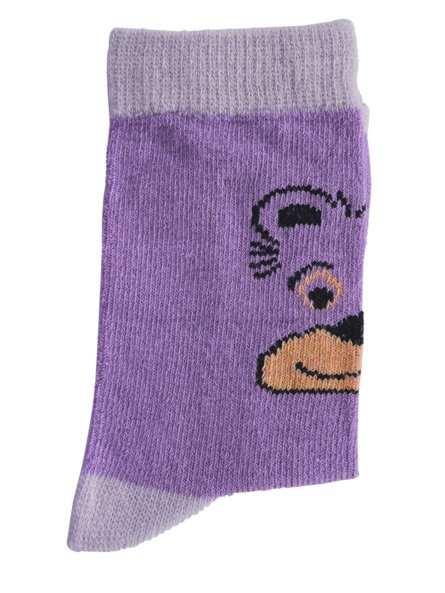 3-5 yrs Baby Designer Animal Print Cotton Socks (Pack of 3) - Red, Purple, Green - Image 3