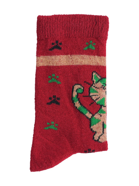 3-5 yrs Baby Designer Animal Print Cotton Socks (Pack of 3) - Red, Purple, Green - Image 5
